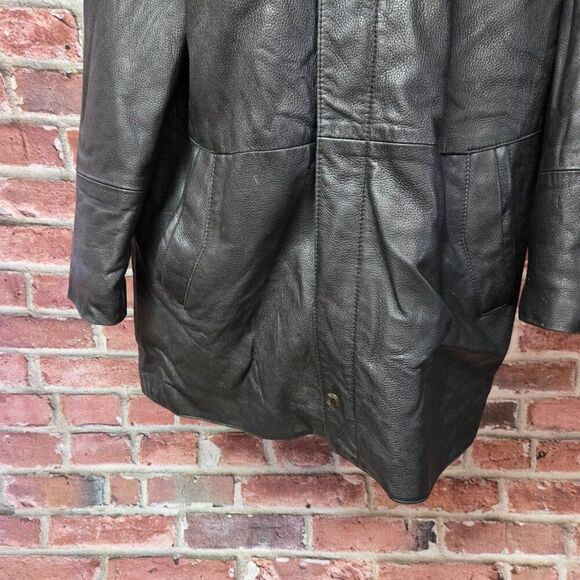 Yuan Creations Vintage Leather Jacket | Men’s Size 40 | Black Mid-Length Coat - Picture 6 of 10